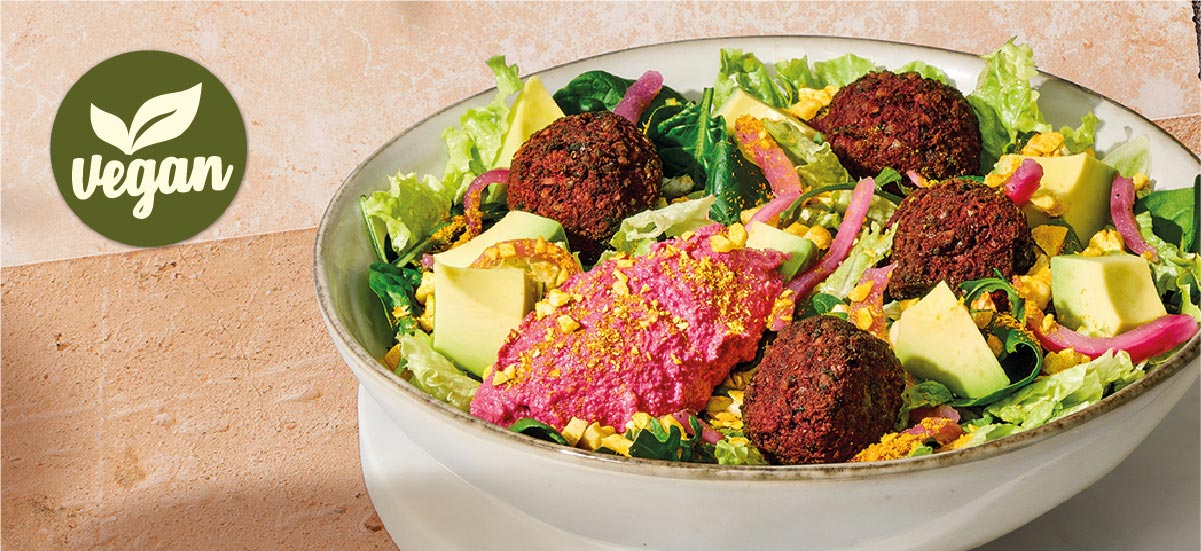 Salada de Falafel de Beterraba e Abacate